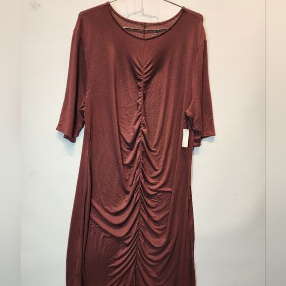 New Ruched Front Casual Jersey Dress Party Work Office Size XXL - Picture 3 of 7